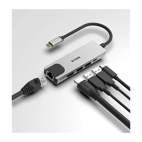 HUB D-LINK USB-C 5 EN 1 CON HDMI / ETHERNET / USB-C ALIMENTADO