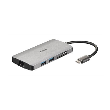 HUB D-LINK USB-C 8 EN 1 CON HDMI / ETHERNET / USB-C ALIMENTADO / LECTOR DE TARJETAS