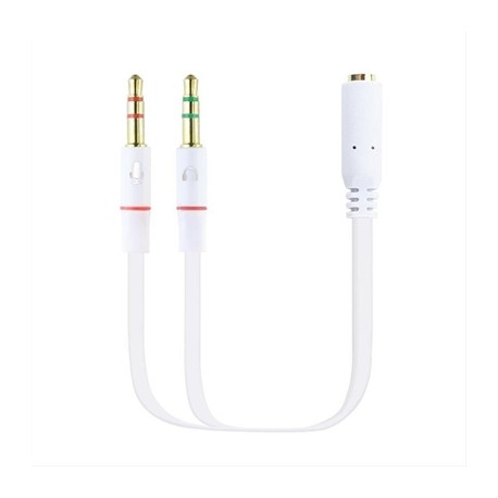 CABLE ADAPTADOR AUDIO JACK 3.5/H 4PIN-2xJACK 3.5/M 3PIN 0.2M BLANCO NANOCABLE