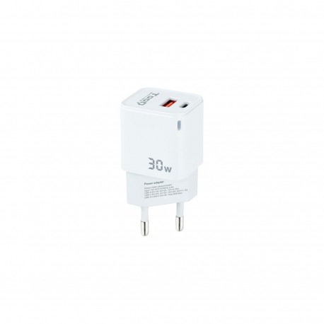 CARGADOR DE PARED GAN USB-C/PD + USB-A/QC 30W TOOQ TQWC-GANQCPD30WT BLANCO