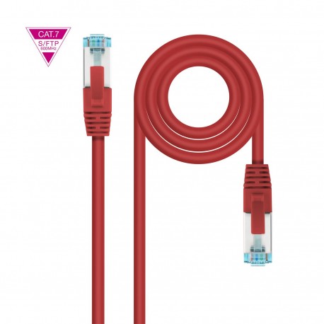 CABLE RED LATIGUILLO RJ45 CAT.7 LSZH SFTP PIMF AWG26 50 CM ROJO NANOCABLE