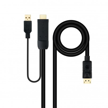 CABLE CONVERSOR HDMI A DP, HDMI/M-DP/M 1.8 M NEGRO NANOCABLE