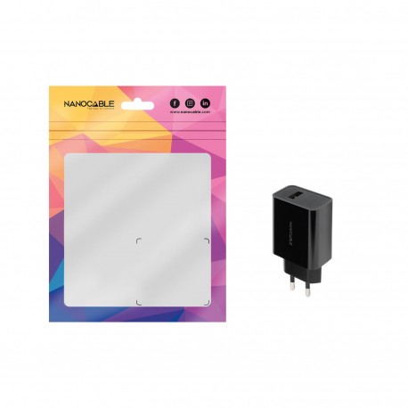 CARGADOR USB 5V/2.1A NEGRO NANOCABLE