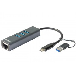 HUB D-LINK USB-C a 3xUSB 3.0, RJ45 Gigabit