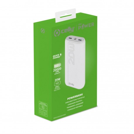 POWER BANK CELLY 20.000mAh PD 22W BLANCO·