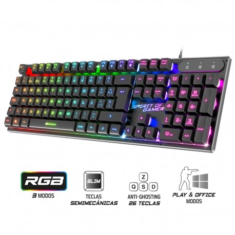 TECLADO SEMI-MECANICO GAMING SPIRIT OF GAMER PRO K1 RGB