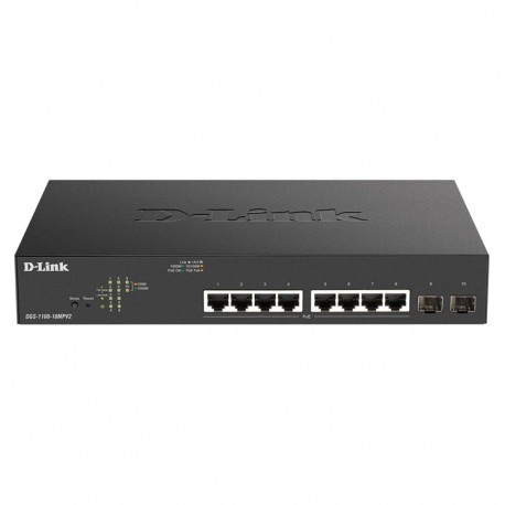 SWITCH SEMIGESTIONABLE D-LINK DGS-1100-10MPV2/E 8P GIGA POE (130W) + 2P GIGA COMBO RACK