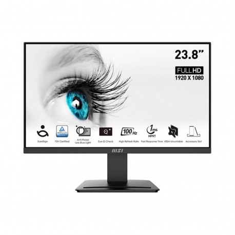 MONITOR LED 23.8" MSI PRO MP2412 NEGRO 1MS 100Hz VA FHD HDMI DISPLAY PORT