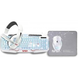 Kit GAMIN 4 en 1 TECLADO + RATON + AURICULARES + ALFOMBRILLA de NASA ANDROMEDA