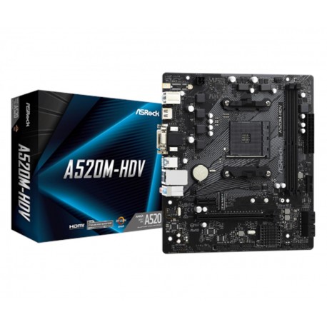 PLACA ASROCK A520M-HDV.AMD.AM4.A520.2DDR4.M·