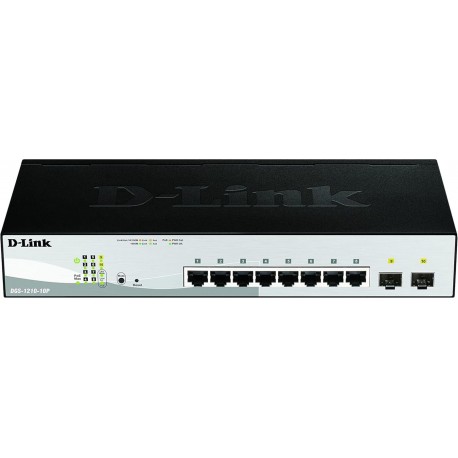 SWITCH SEMIGESTIONABLE D-LINK DGS-1210-10P/E 10P GIGA CON 8P POE (65W) + 2P GIGA COMBO RAC