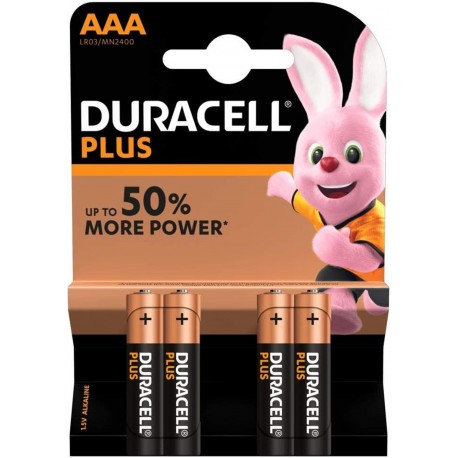 Duracell Pila Alcalina Plus Power LR3 AAA Pack-4