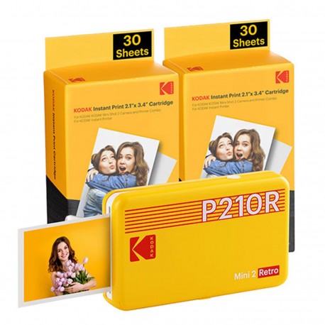 CAMARA KODAK MINI 2 RETRO P210RYK60 PORTABLE INSTANT PHOTO PRINTER BUNDLE 2.1X3.4 YELLOW·