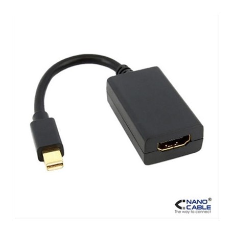 CONVERSOR MINI  DISPLAYPORT HDMI, MINI DP/M-HDMI A/H 0.15M NEGRO NANOCABLE